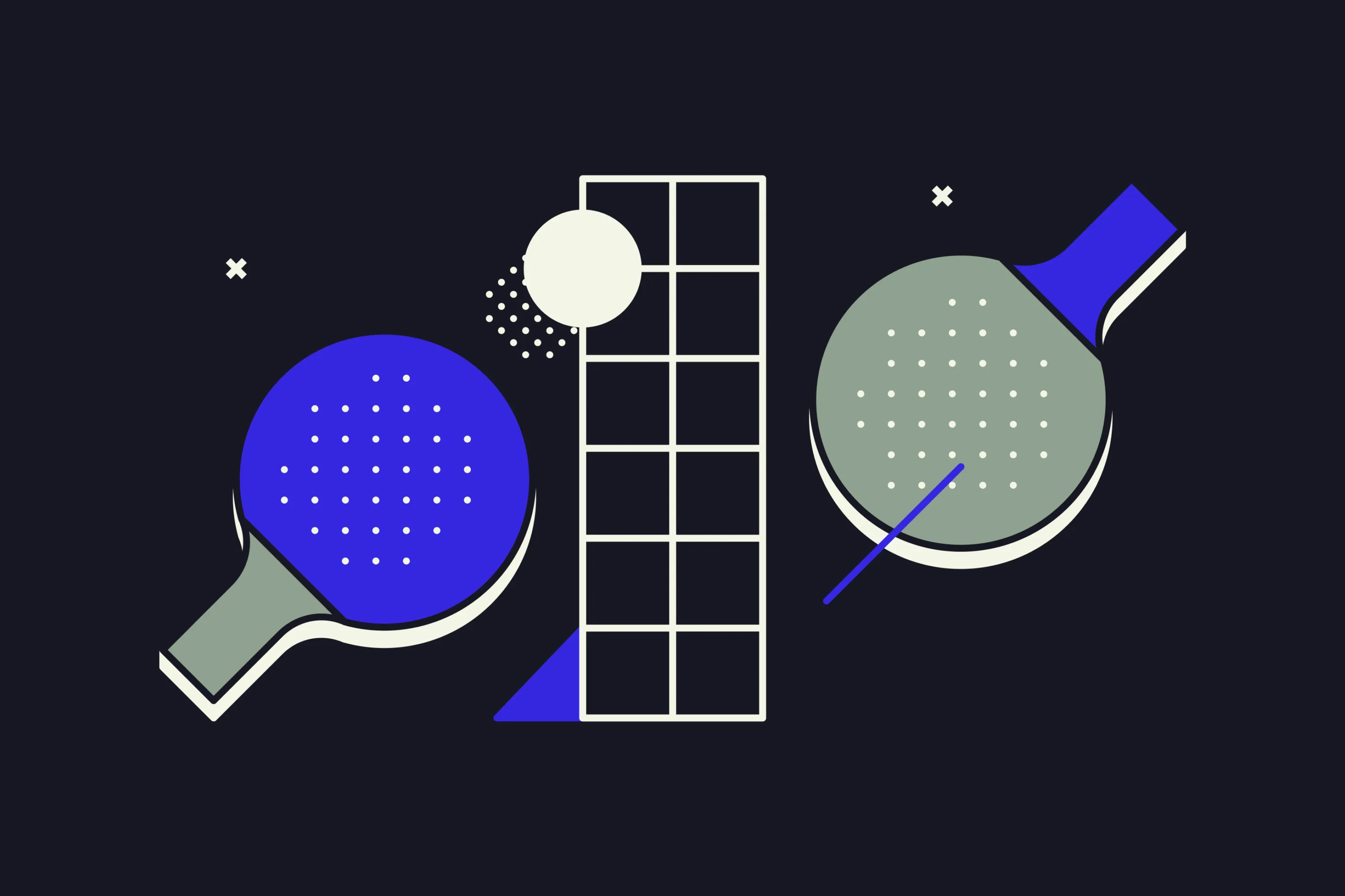 Graphic illustration of ping pong bats