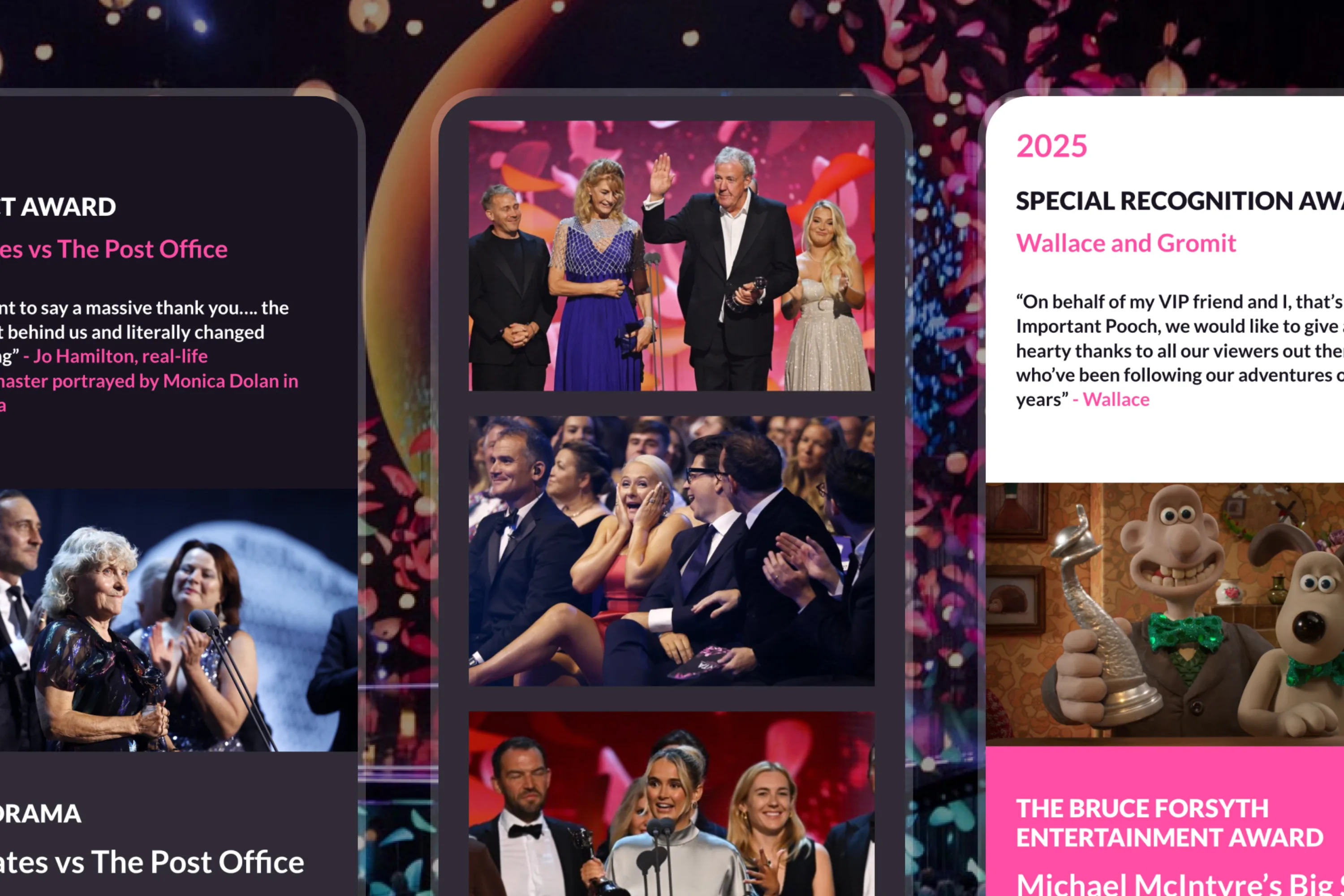 Three mobile screenshots