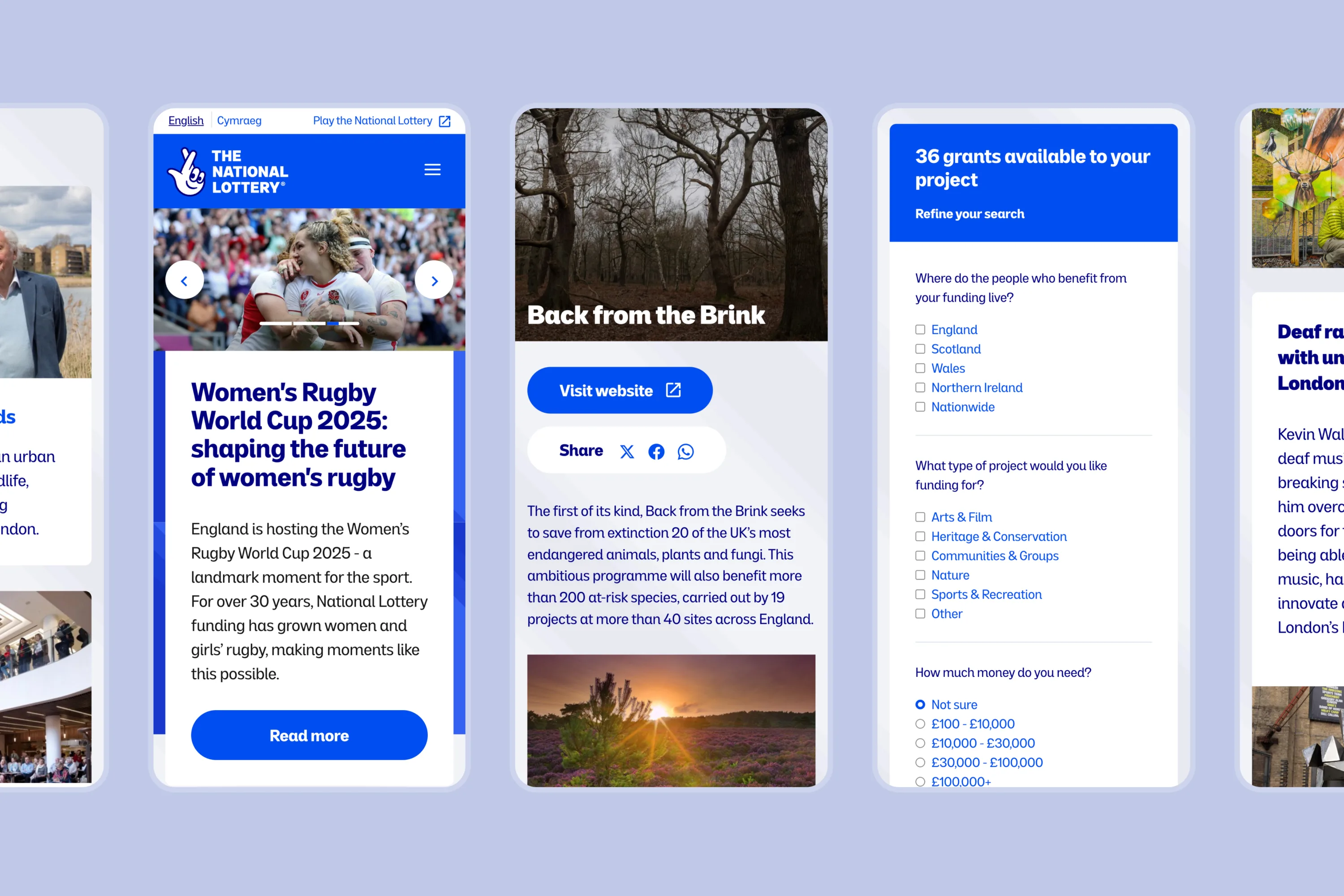 Various mobile interface screenshots