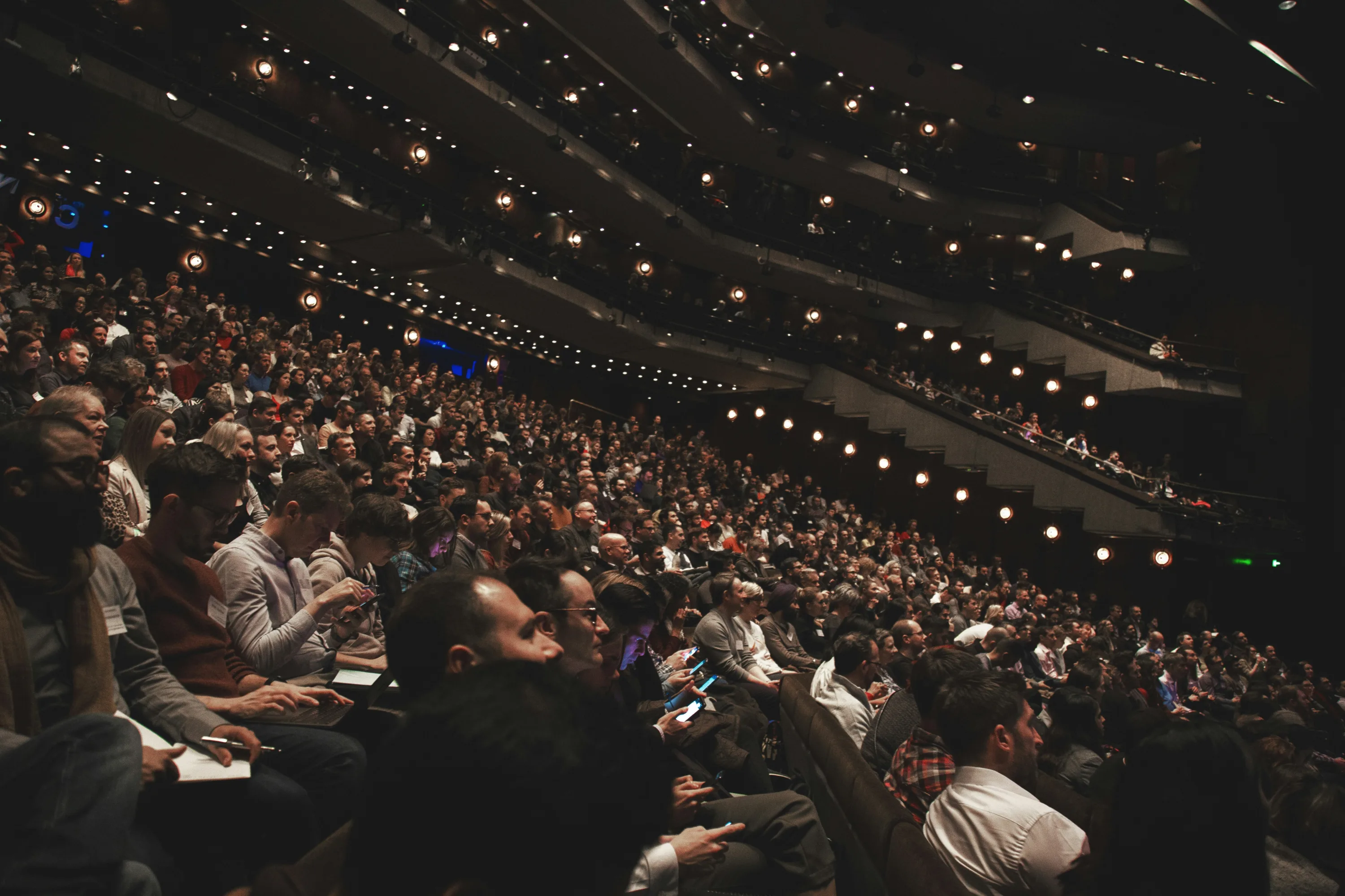 A large multi-tiered auditorium