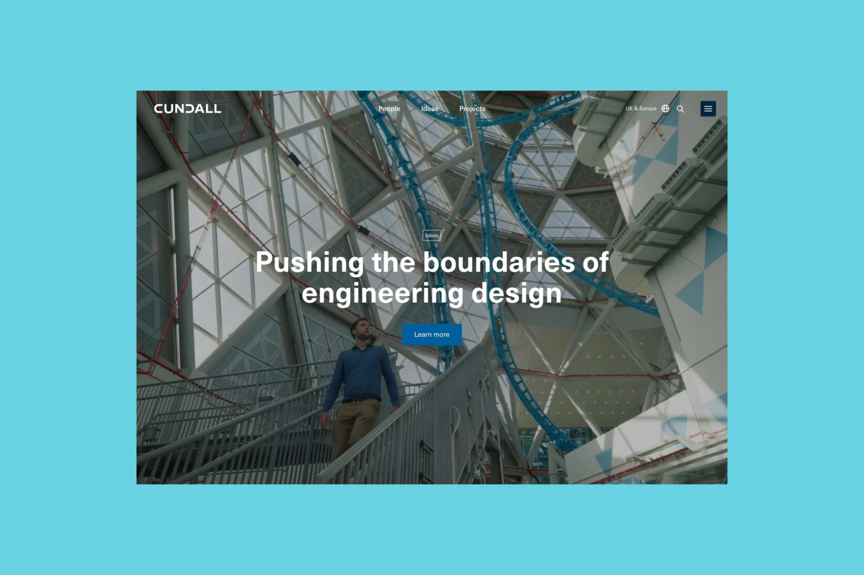 Cundall website homepage featuring an engineering project image.