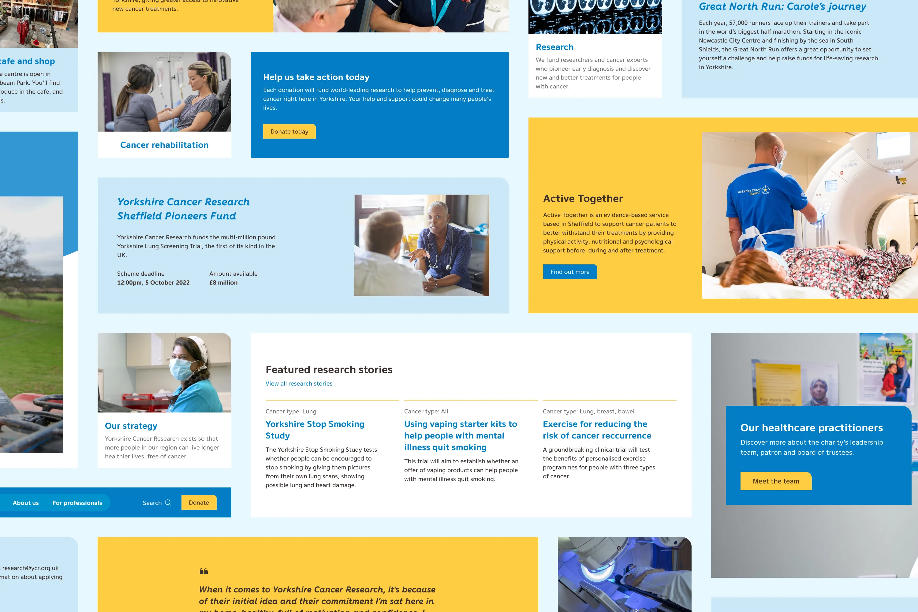 Multiple screens and layouts showing different graphical elements of a website