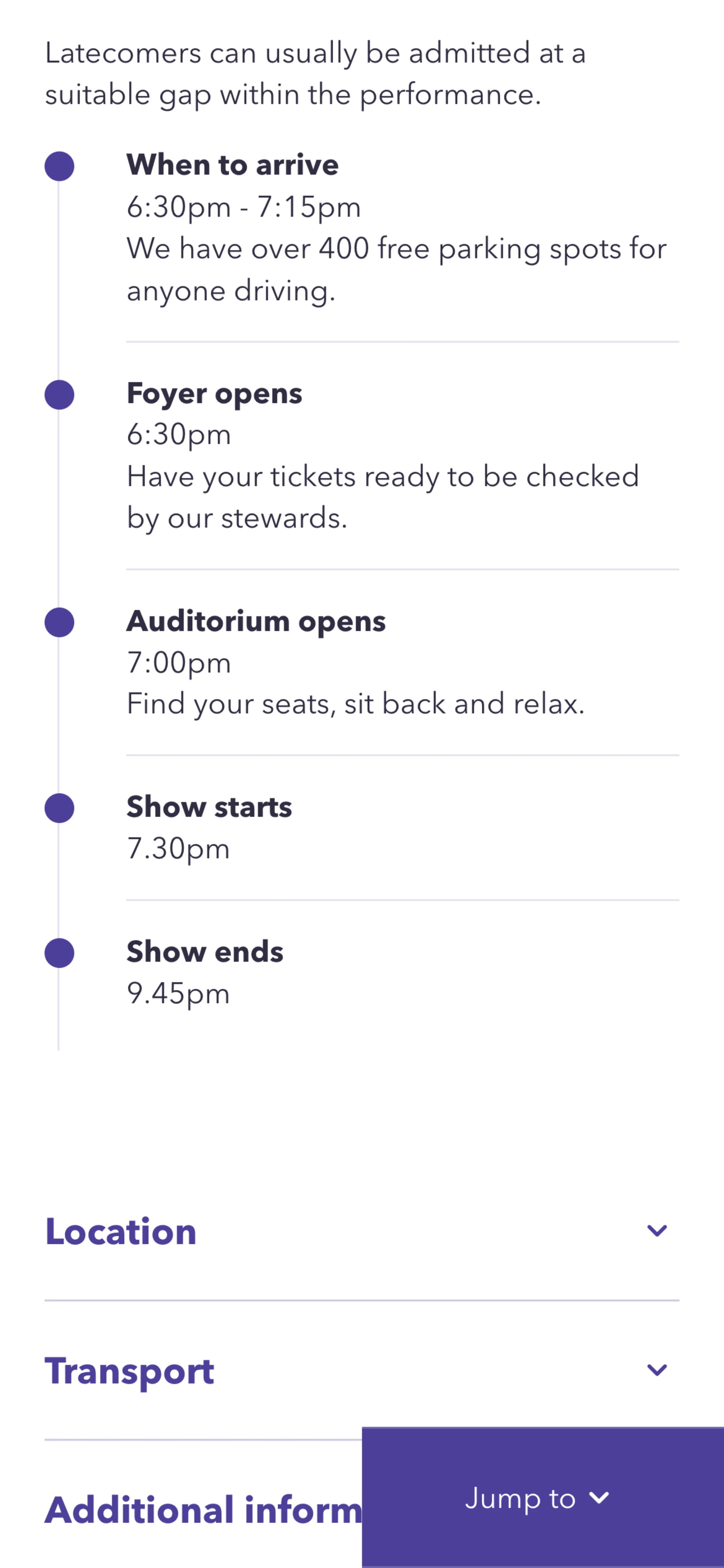 Screenshot showing ket information in easy to digest chunks