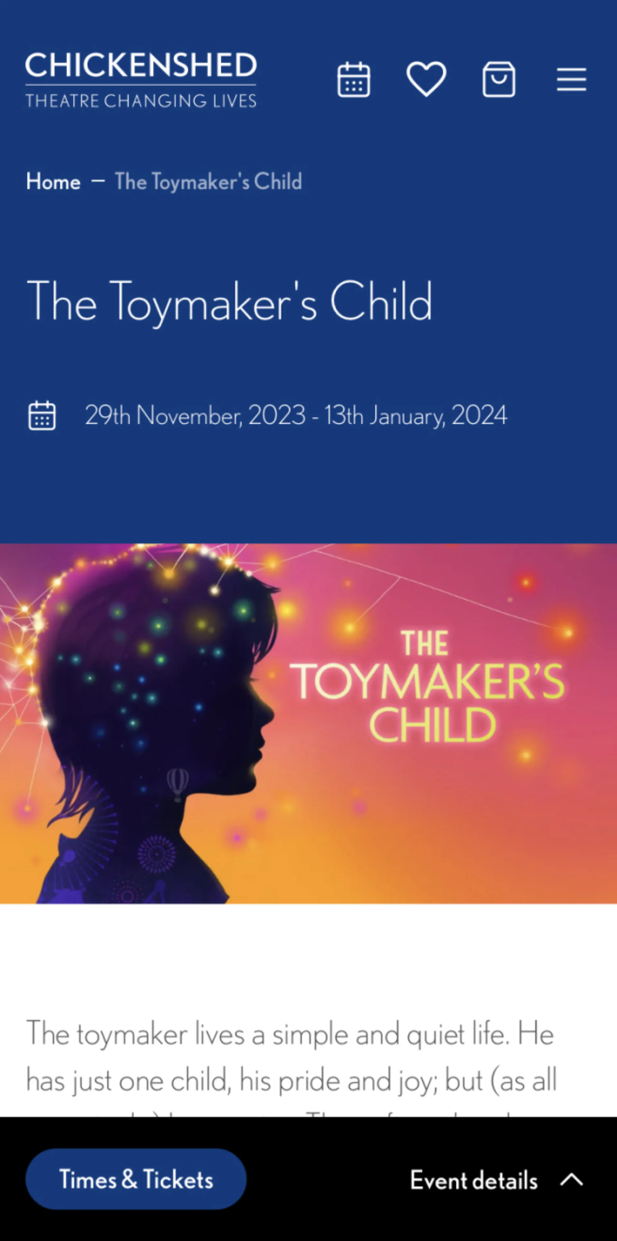 Screenshot of an event page on a mobile device