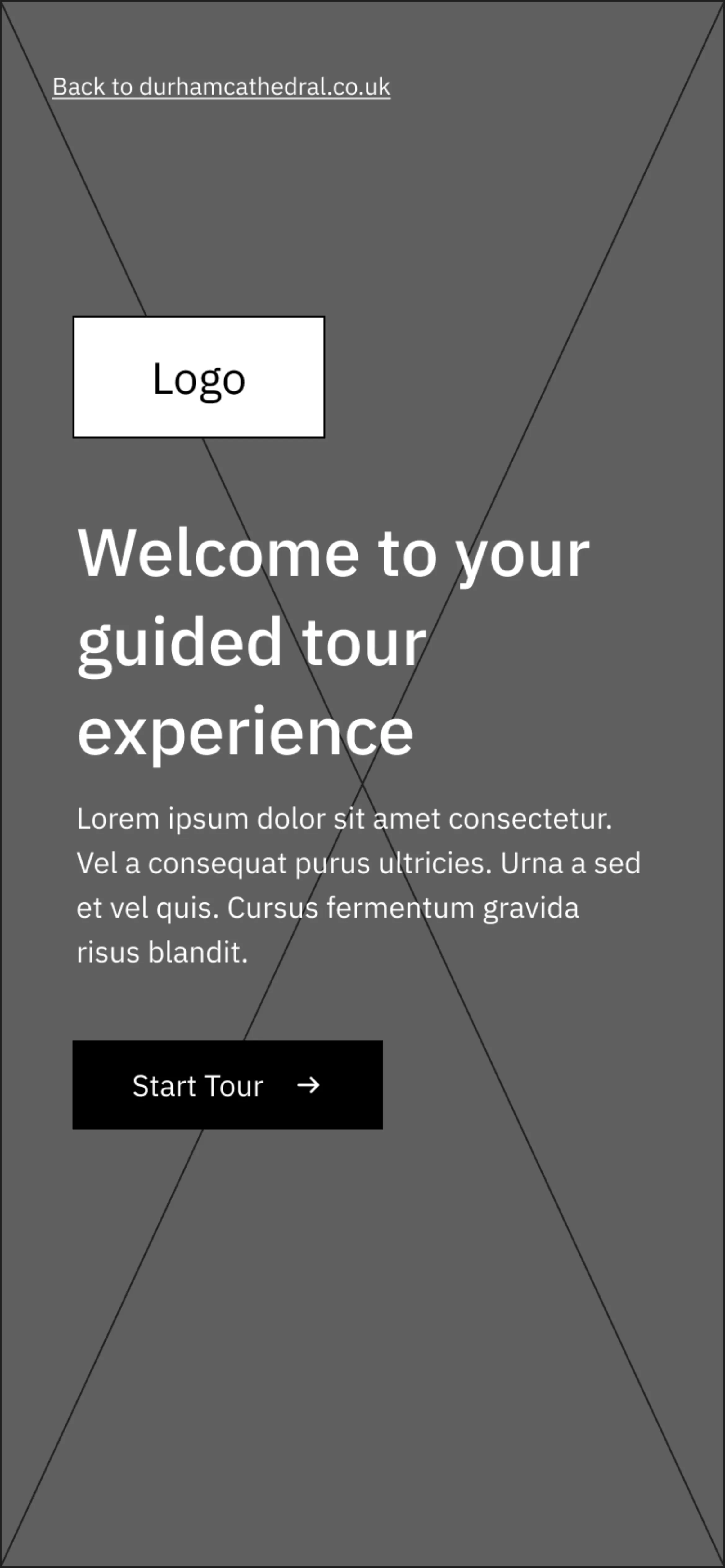 Wireframe welcome screen