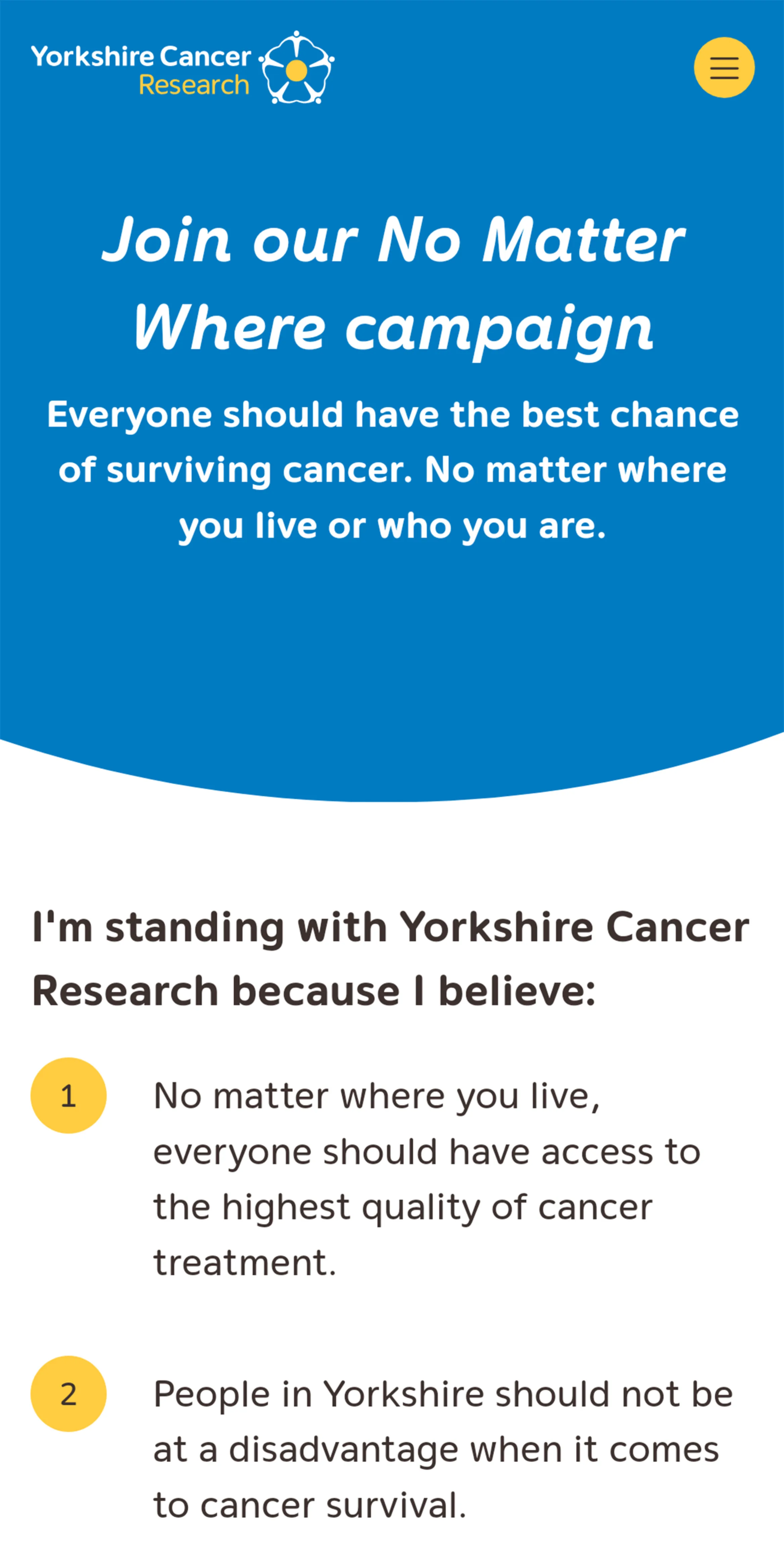 Mobile screenshot of a pledge page